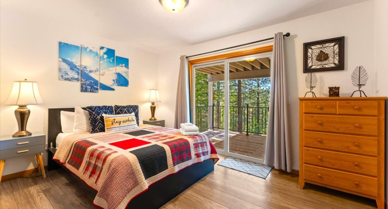 Beautifully styled master bedroom in a private chalet, an ideal choice when deciding where to stay in Lake Tahoe for couples