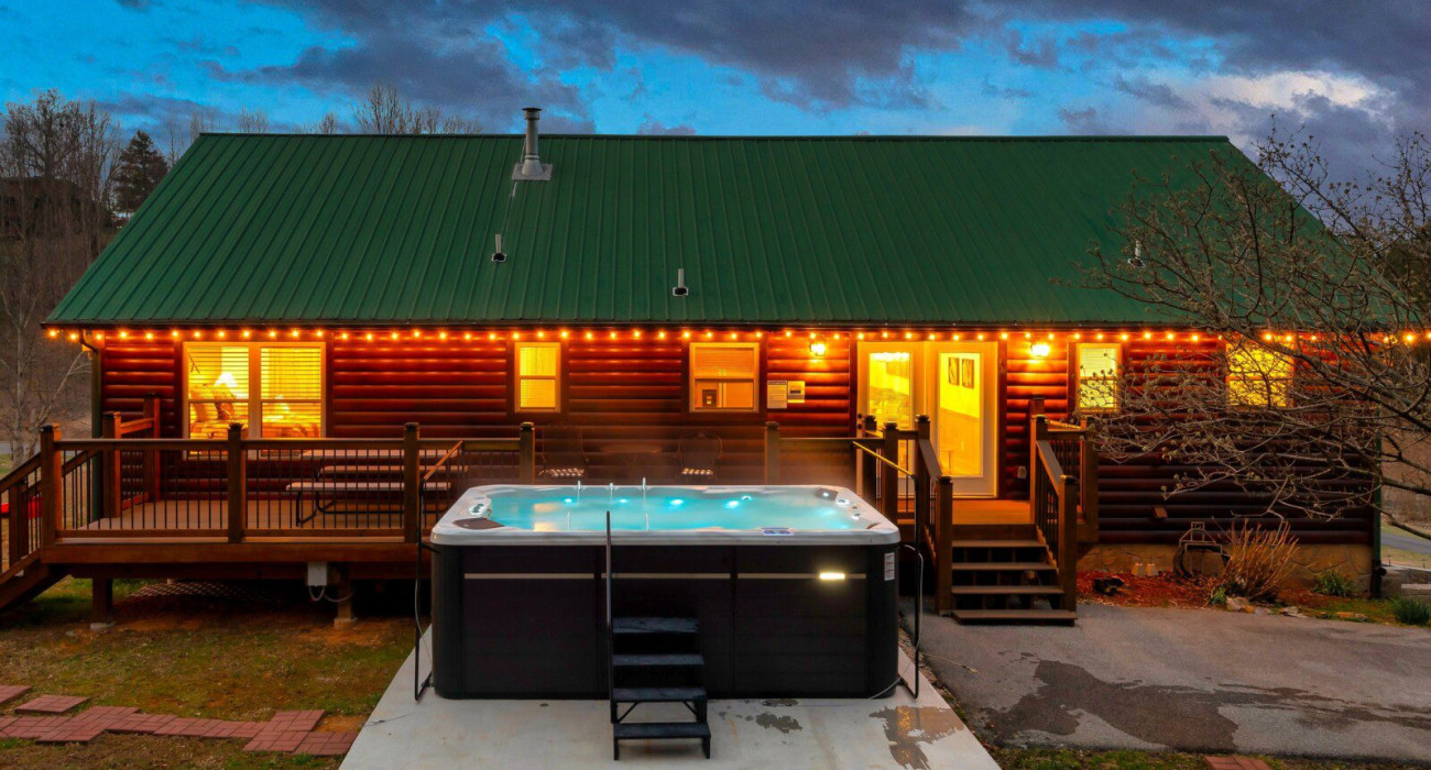 Luxury cabin with hot tub and scenic mountain views, a great example of Where to Stay in the Smoky Mountains for Families